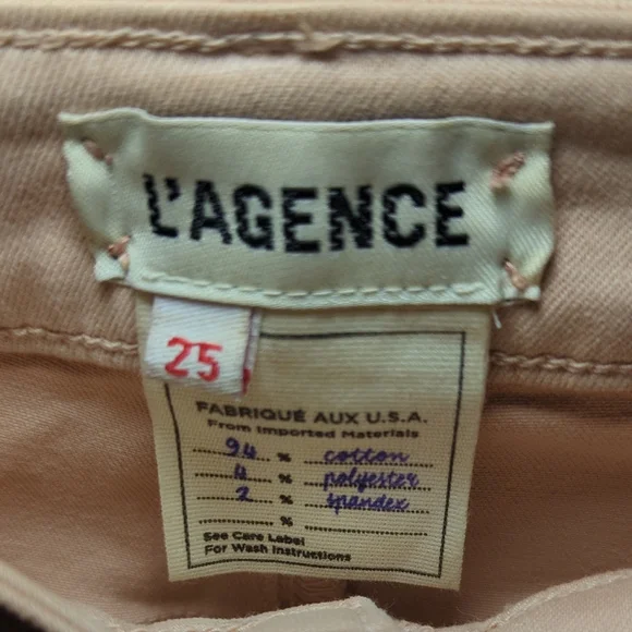 L'Agence Margot Skinny Jeans Petal Pink Rose Gold Metallic Women's Size 25 - Picture 2 of 4